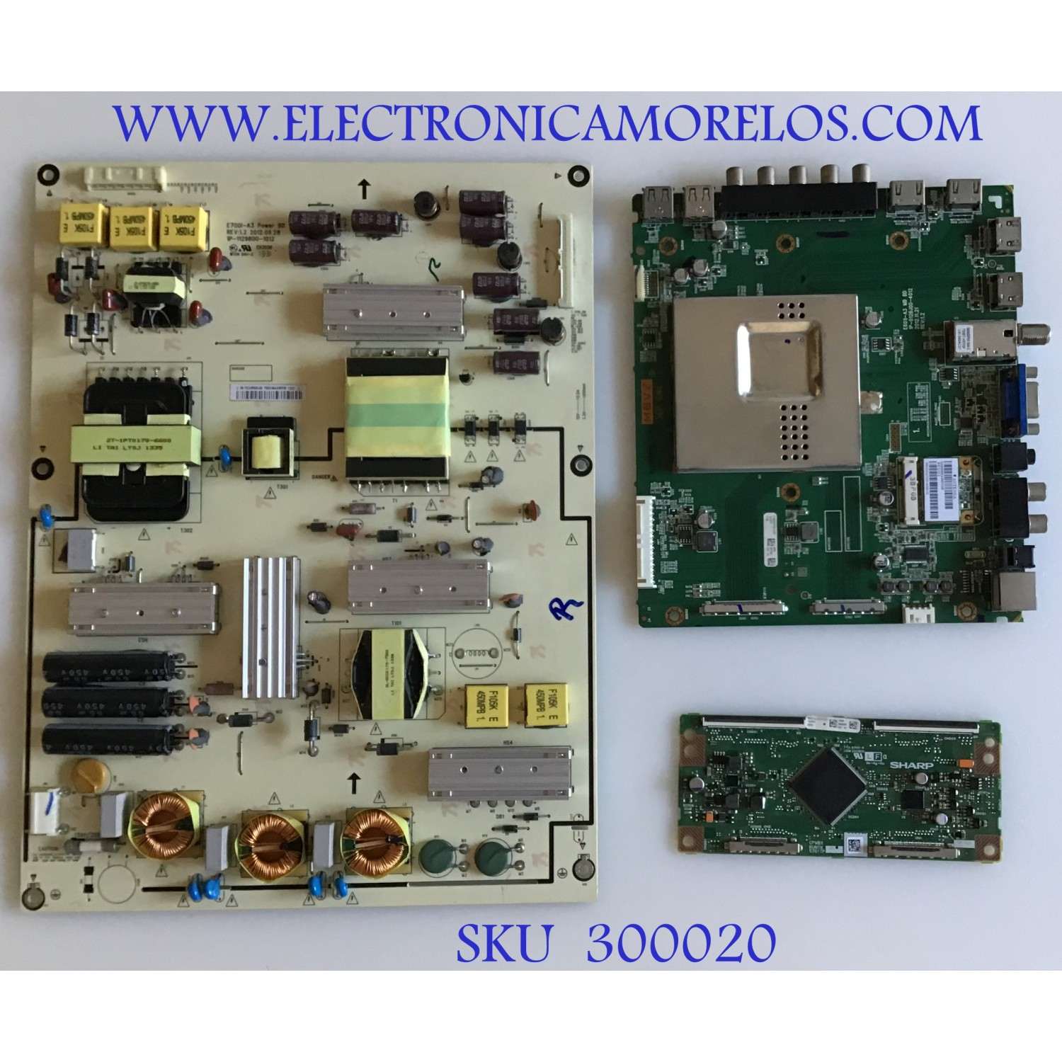 KIT DE TARJETAS PARA TV VIZIO / MAIN 0160CAP00100ST, 1P-012BJ00-4012 / FUENTE 09-70CAR000-00, 1P-1138800-1013 / T-CON RUNTK5261TPZH, CPWBX5261TPZH / MODELO E701I-A3 LFTRNXBP / PANEL JE695D3LB2N